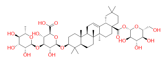 β-D-glucopyranosyl-[α-L-rhamnopyranosyl-(1→3)-βD-glucuronopyranosyl-(1→3)]-3β-hydroxyolean-12-ene28-oate