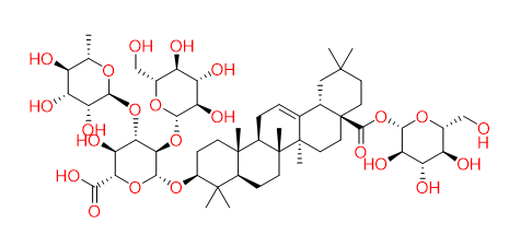 3-O-β-D-Glucopyranosyl(1→2)-[a-Lrhamnopyranosyl(1→3)]-β-D-glucopyranosyl 28-O-β-D-glucuronopyranoside
