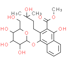 2-Naphthalenecarboxylic acid, 4-(D-glucopyranosyloxy)-1-hydroxy-3-(3-hydroxy-3-methylbutyl)-, methyl ester